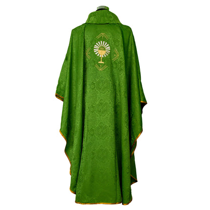 Casula sacerdotale damascata con ricamo calice
