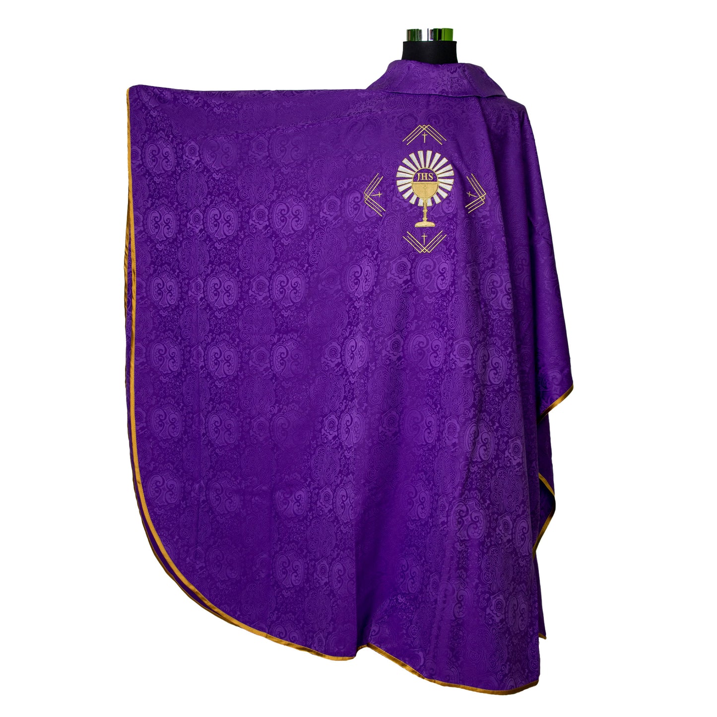 Casula sacerdotale damascata con ricamo calice