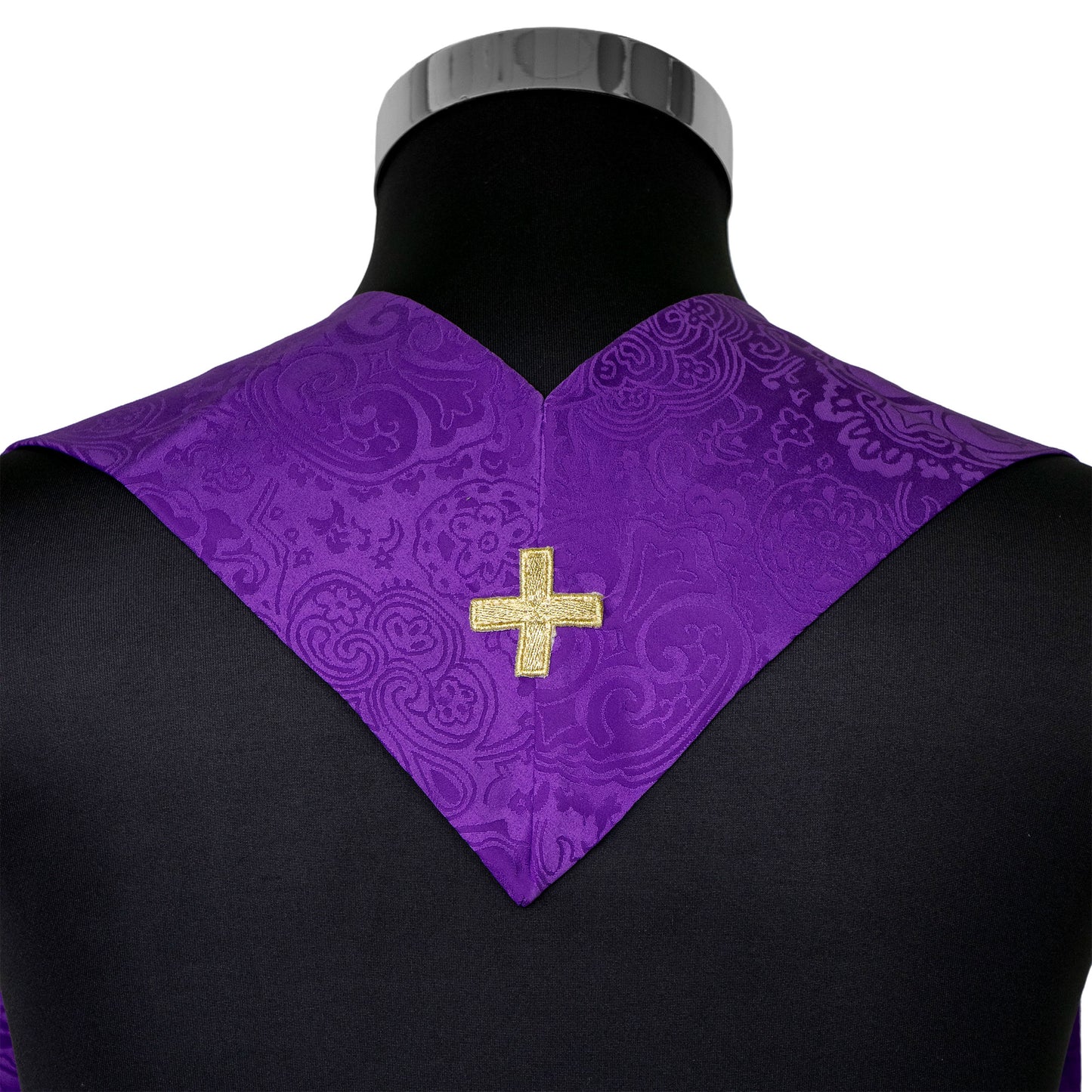 Casula sacerdotale damascata con ricamo calice