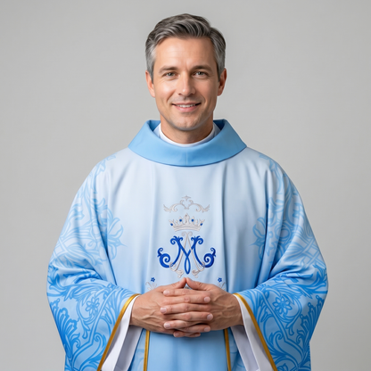 Casula azzurra con ricamo Mariano
