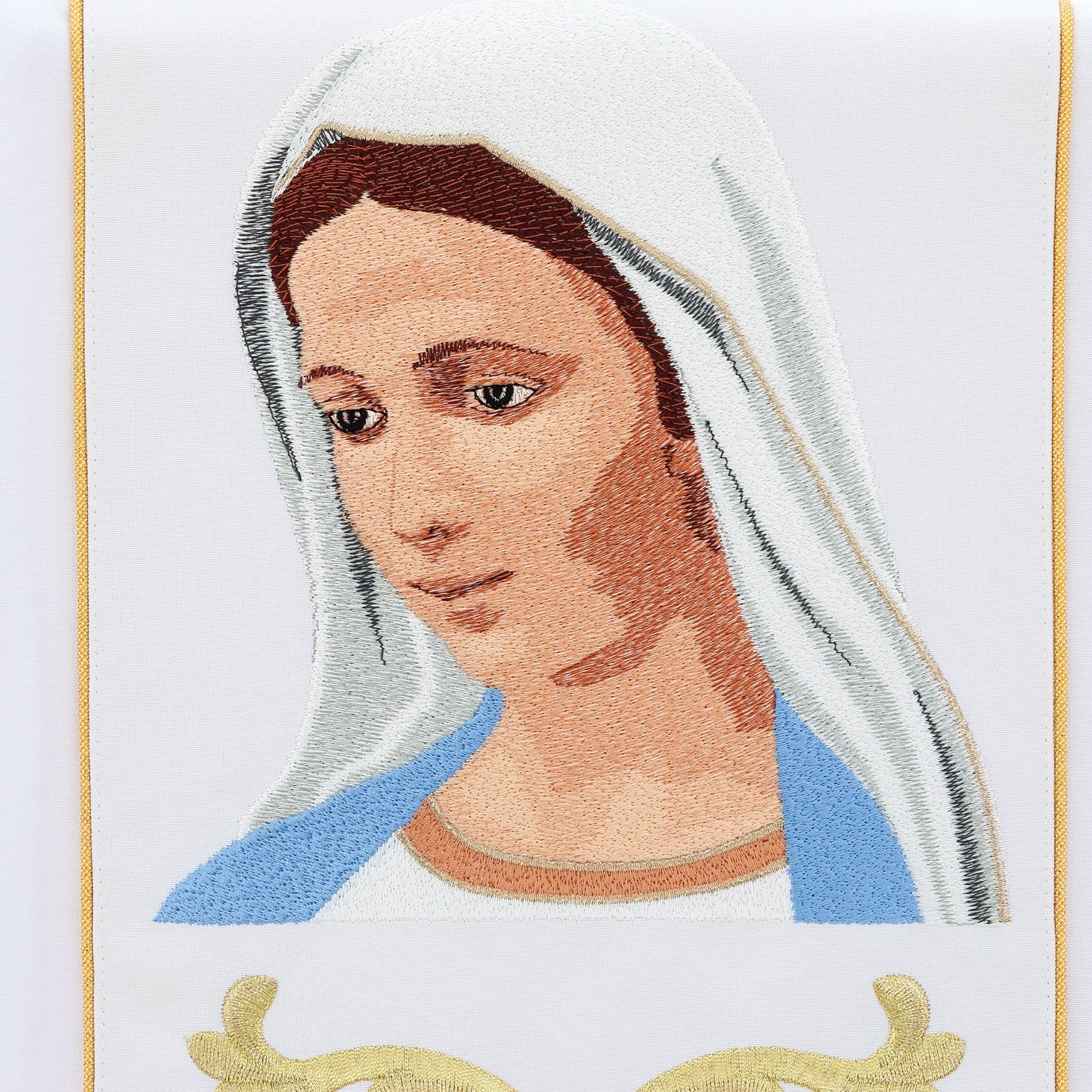Casula mariana con ricamo Volto Madonna Immacolata. Misto poliestere
