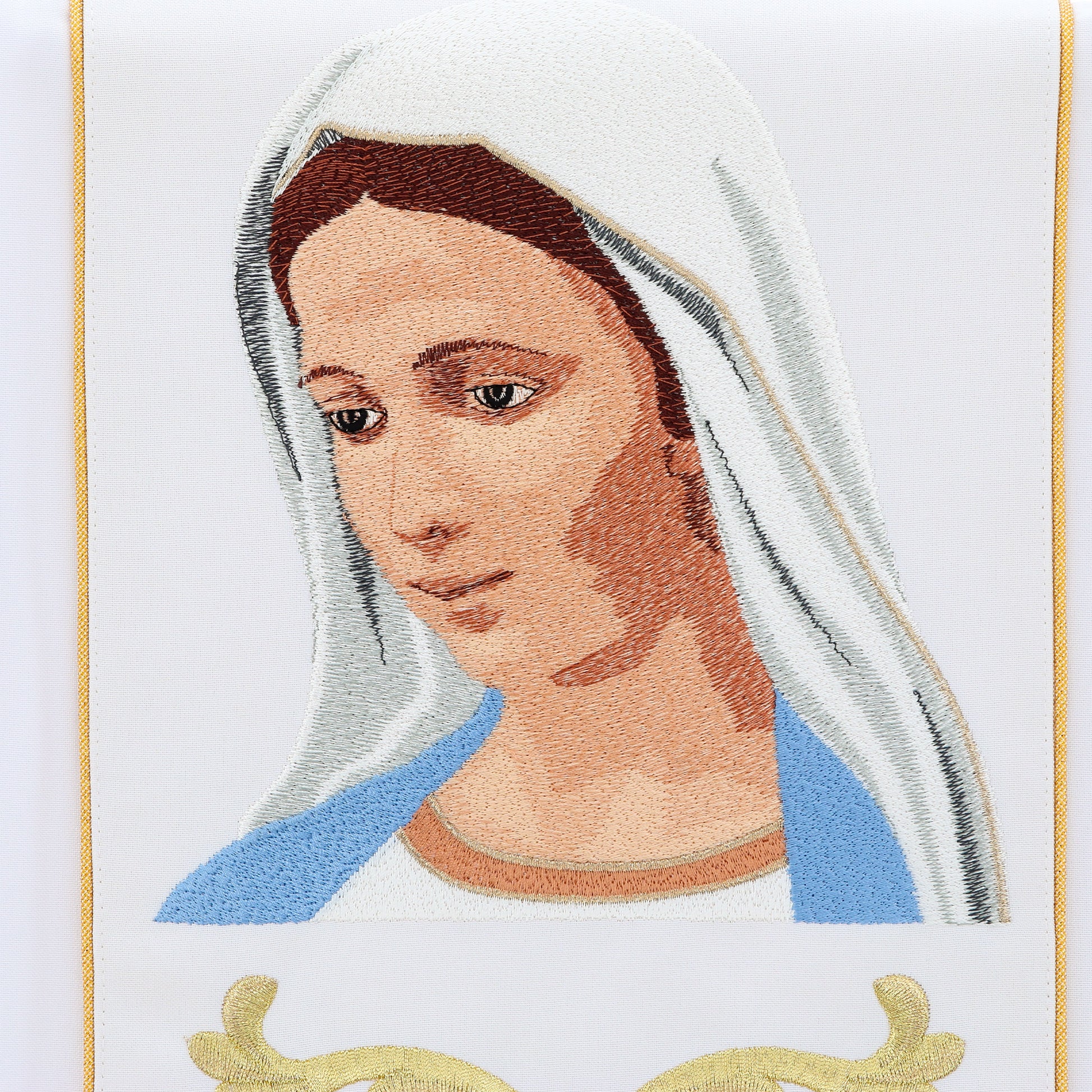 Casula mariana con ricamo Volto Madonna Immacolata. Misto poliestere