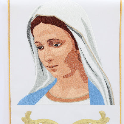 Casula mariana con ricamo Volto Madonna Immacolata. Misto poliestere