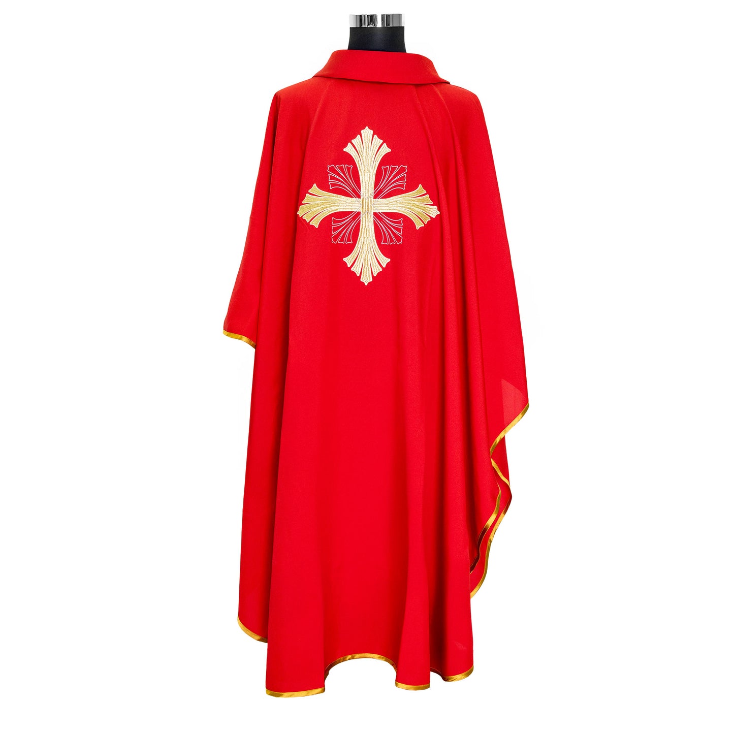 Casula liturgica con ricamo croce dorata