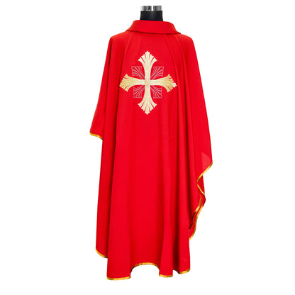 Casula liturgica con ricamo croce dorata