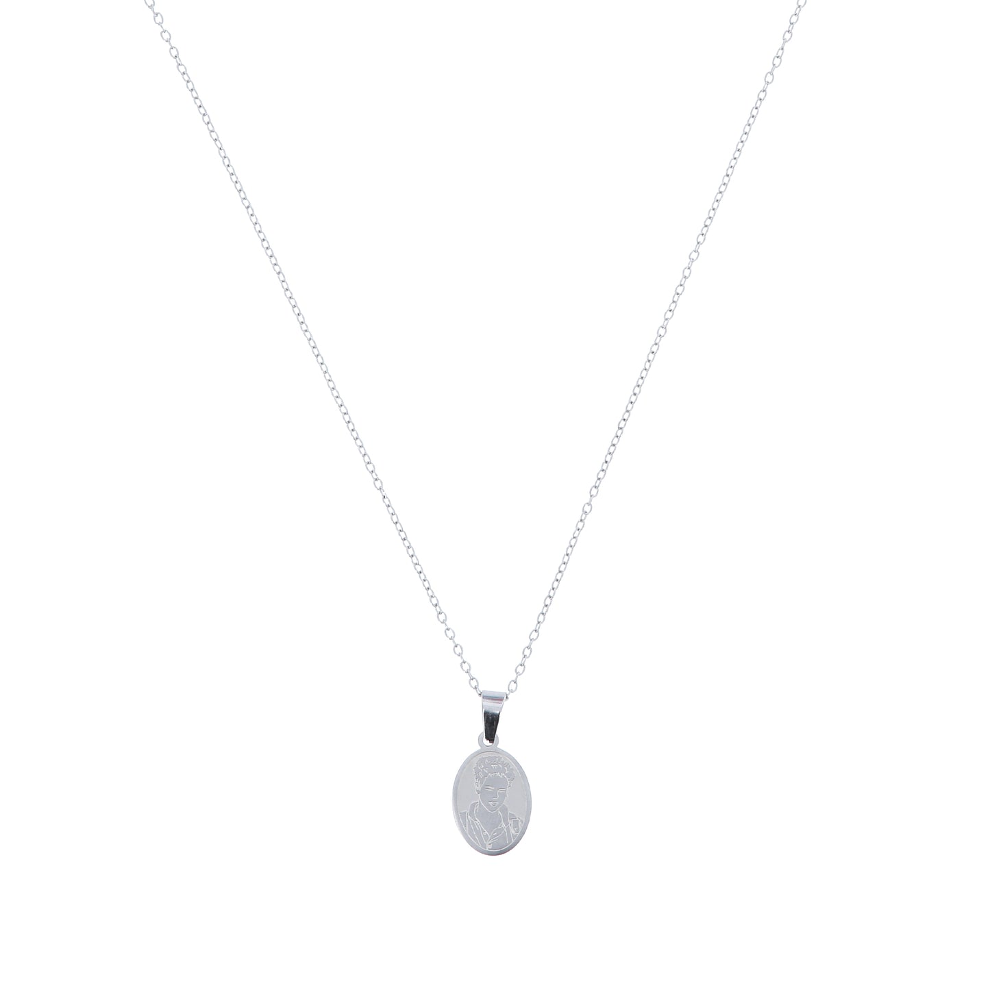 Collana in acciaio con ciondolo San Carlo Acutis. Lunghezza 24,5 cm