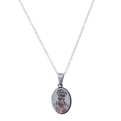 Collana in acciaio con ciondolo San Carlo Acutis. Lunghezza 24,5 cm