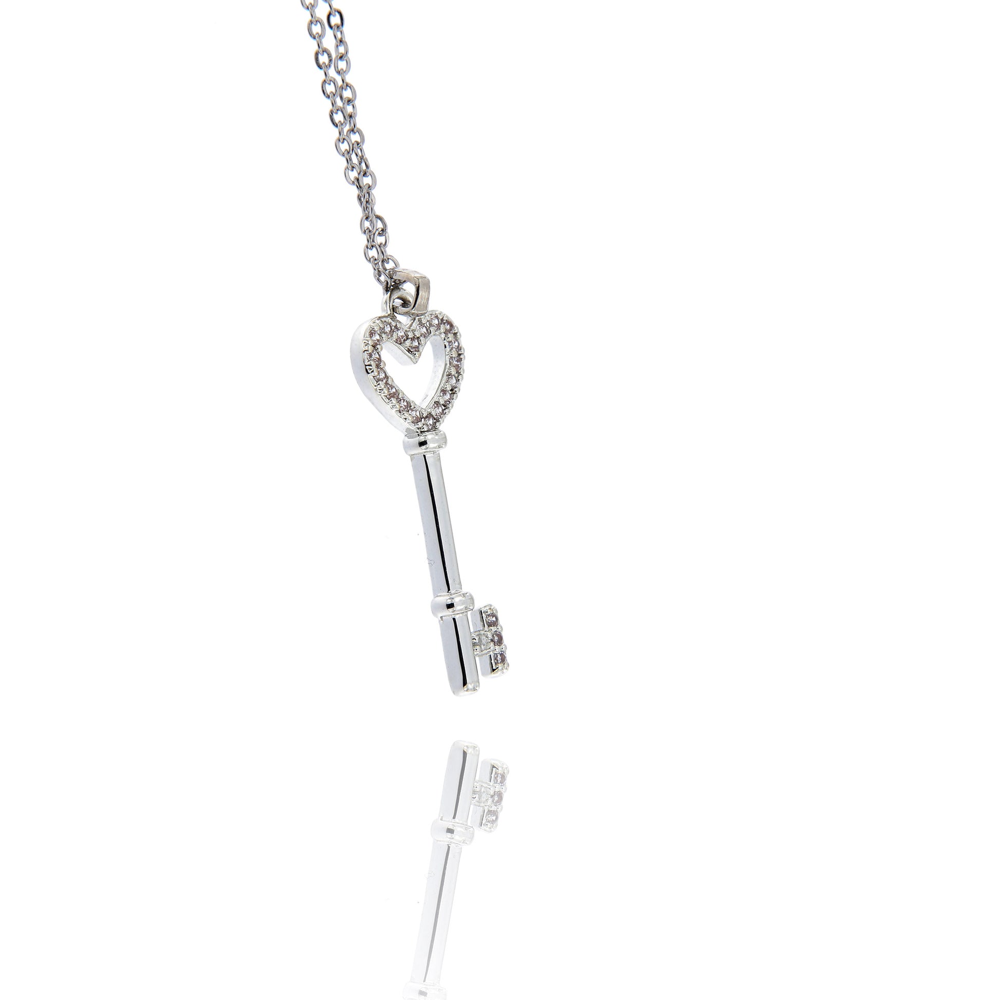 Collana con ciondolo chiave della gioia. Confezione a cassetto. Lunghezza 24,5 cm