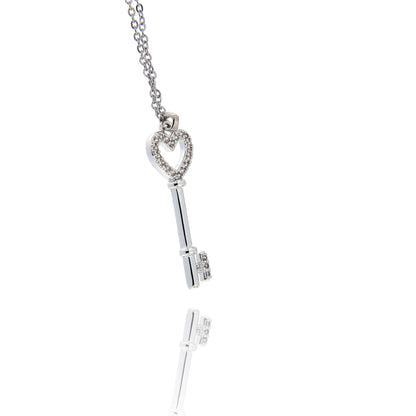 Collana con ciondolo chiave della gioia. Confezione a cassetto. Lunghezza 24,5 cm