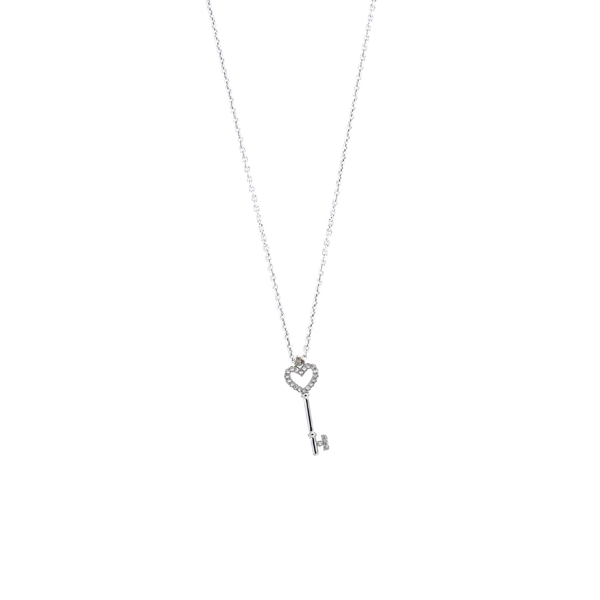 Collana con ciondolo chiave della gioia. Confezione a cassetto. Lunghezza 24,5 cm