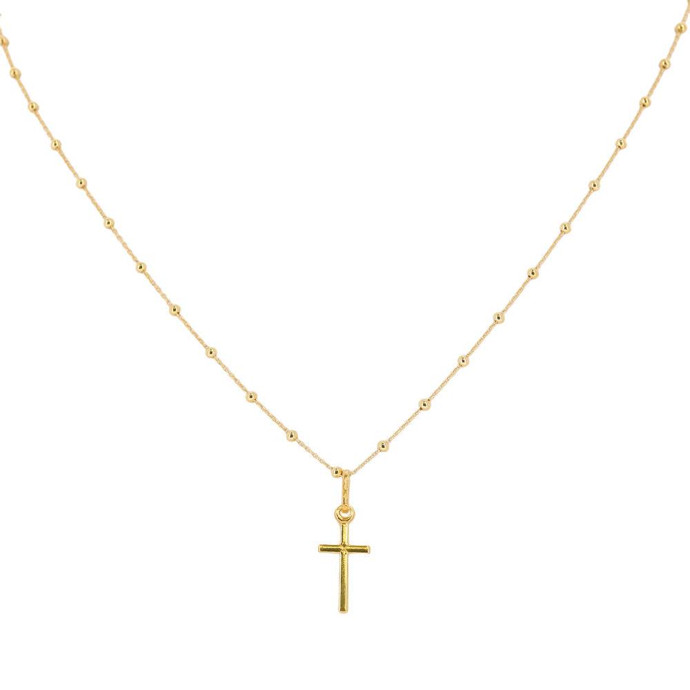Collana con Crocetta in Argento 925 Dorato – Catenina 25 cm