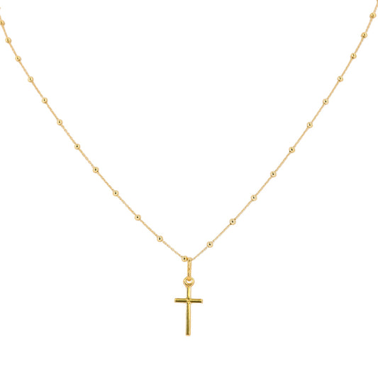 Collana con Crocetta in Argento 925 Dorato – Catenina 25 cm