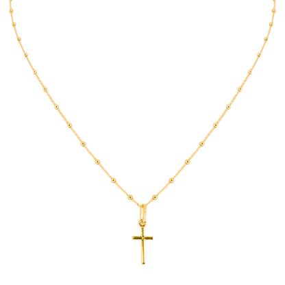 Collana con Crocetta in Argento 925 Dorato – Catenina 25 cm