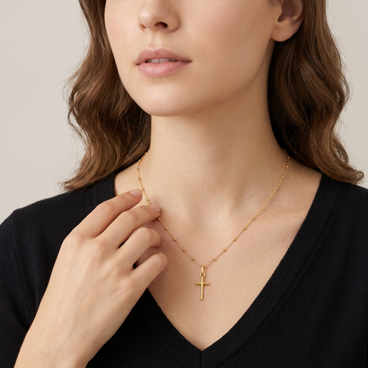 Collana con Crocetta in Argento 925 Dorato – Catenina 25 cm