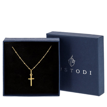Collana con Crocetta in Argento 925 Dorato – Catenina 25 cm