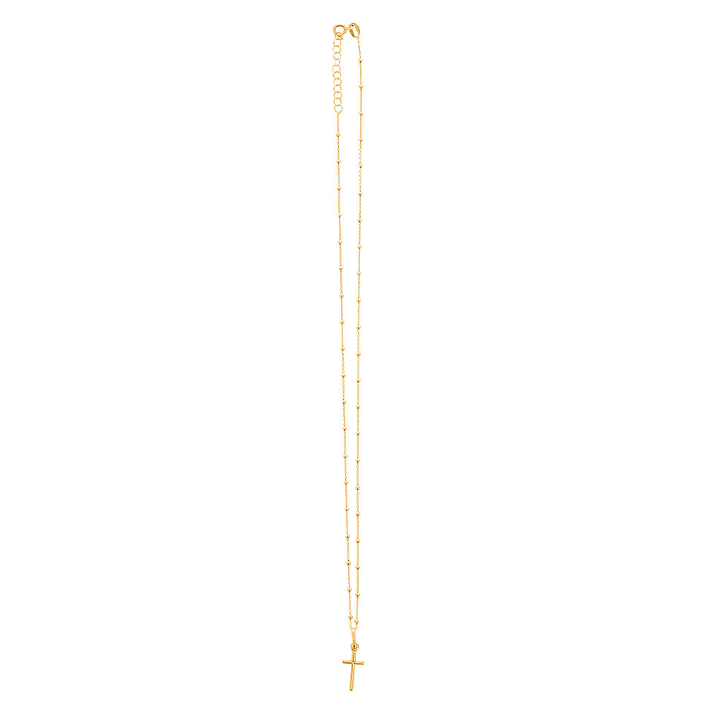 Collana con Crocetta in Argento 925 Dorato – Catenina 25 cm
