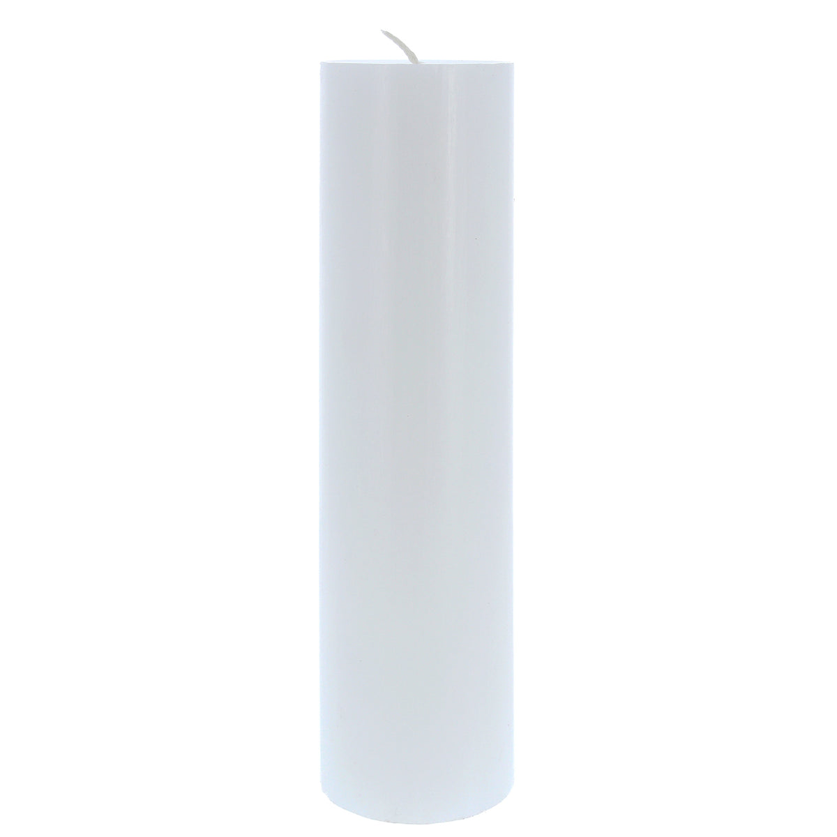 Candela Cero in cera bianca con decorazione in bassorilievo. Dimensioni 8x30 cm