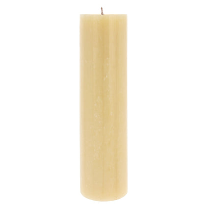 Candela Cero in cera d'api con decorazione in bassorilievo. Dimensioni 8x30 cm
