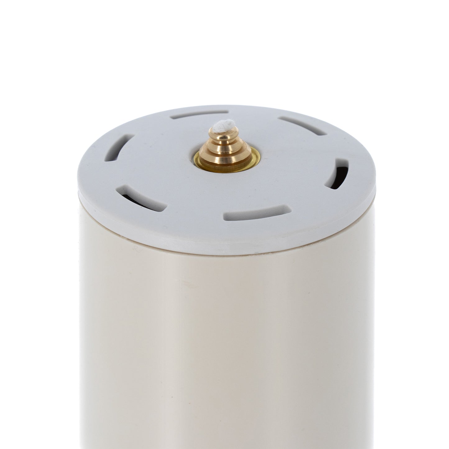 Candela a cera liquida con cartuccia diametro 8 cm e altezza 120 cm.