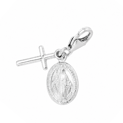 Charm Croce e Medaglia Miracolosa - Ciondolo in Bronzo