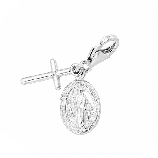 Charm Croce e Medaglia Miracolosa - Ciondolo in Bronzo