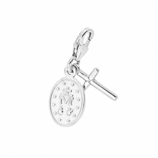 Charm Croce e Medaglia Miracolosa - Ciondolo in Bronzo