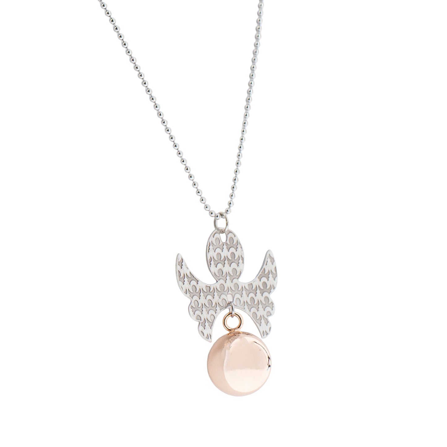 Collana Chiama Angeli con ciondolo Angelo e sfera rosata