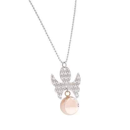 Collana Chiama Angeli con ciondolo Angelo e sfera rosata