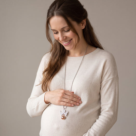 Collana Chiama Angeli con ciondolo Angelo e sfera rosata