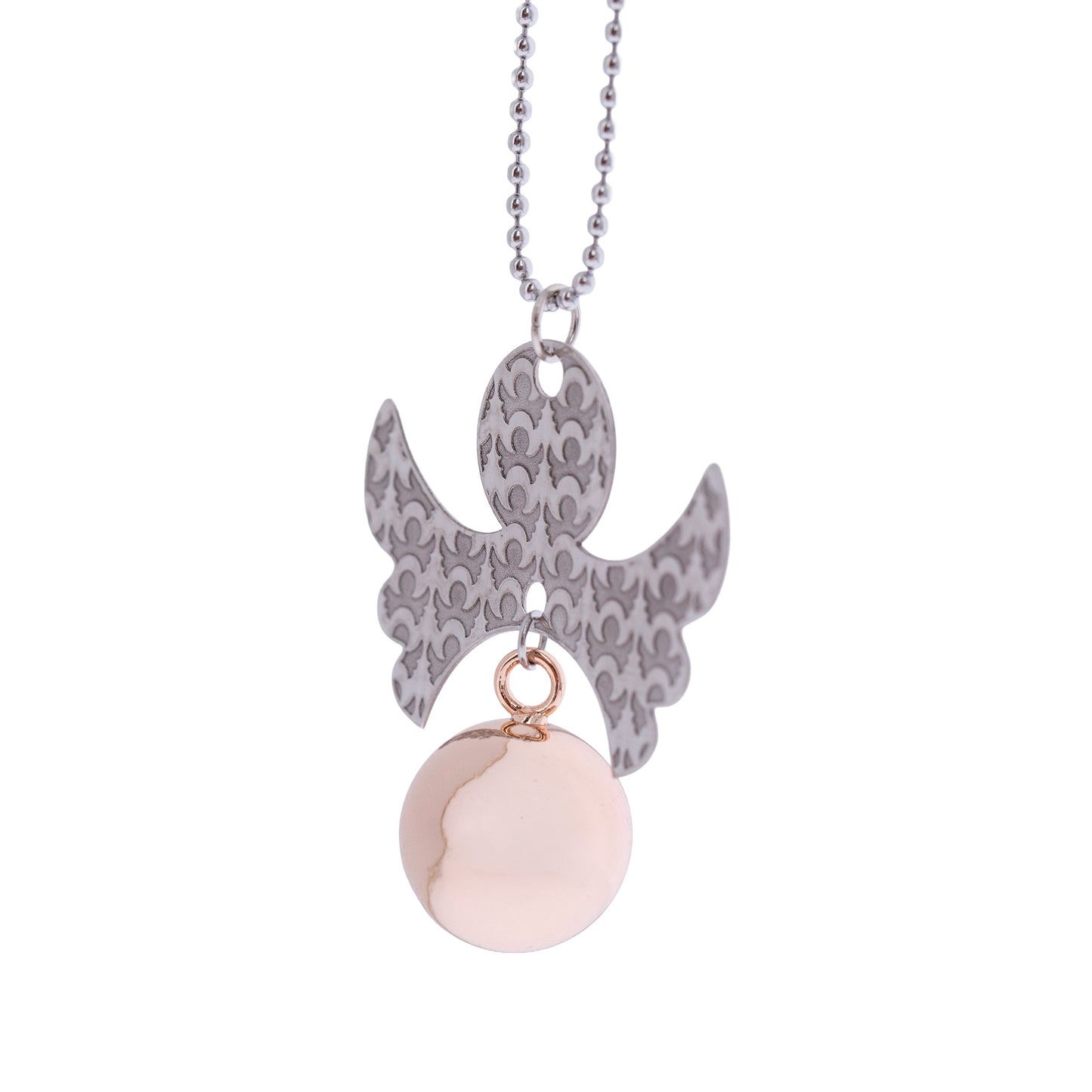 Collana Chiama Angeli con ciondolo Angelo e sfera rosata