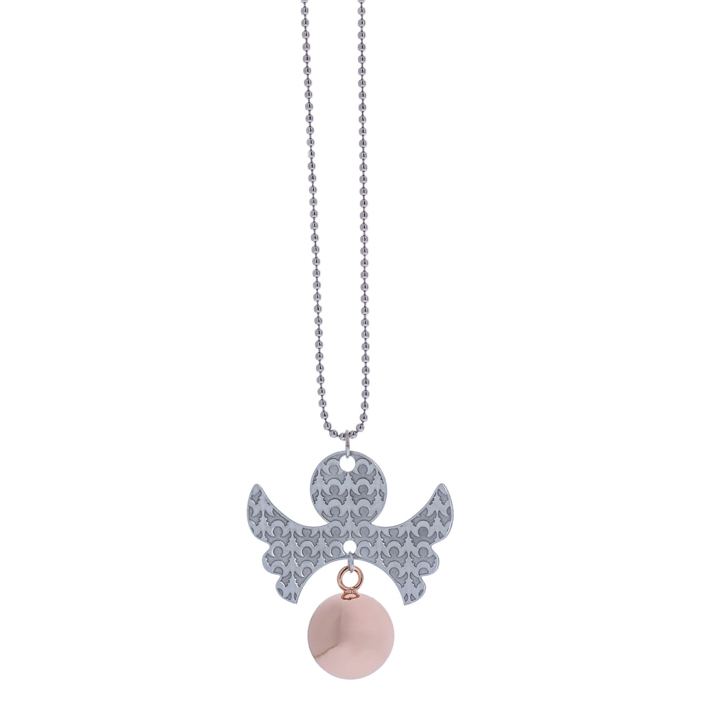 Collana Chiama Angeli con ciondolo Angelo e sfera rosata