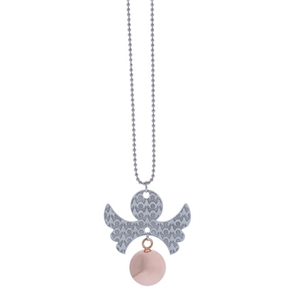 Collana Chiama Angeli con ciondolo Angelo e sfera rosata