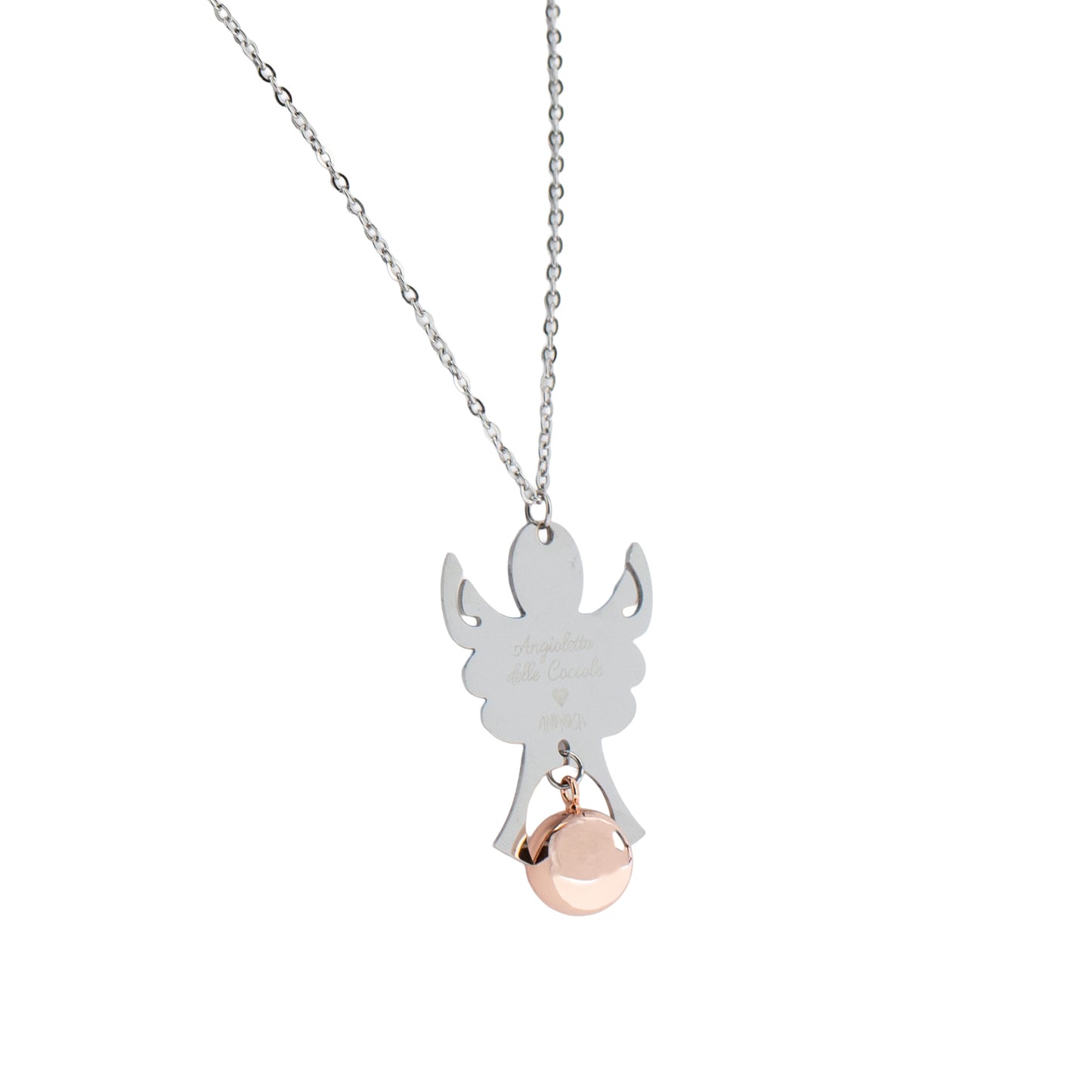 Collana Chiama Angeli con ciondolo Angelo e sfera, completo di bracciale per bimbo/a