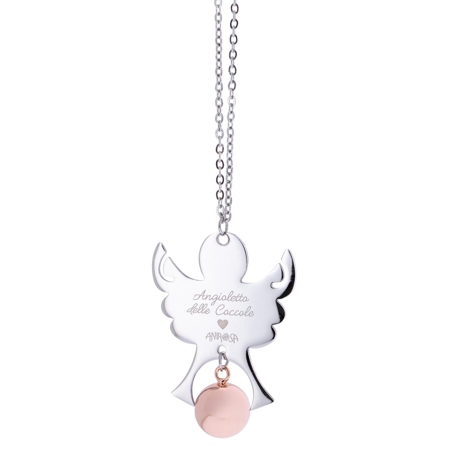 Collana Chiama Angeli con ciondolo Angelo e sfera, completo di bracciale per bimbo/a