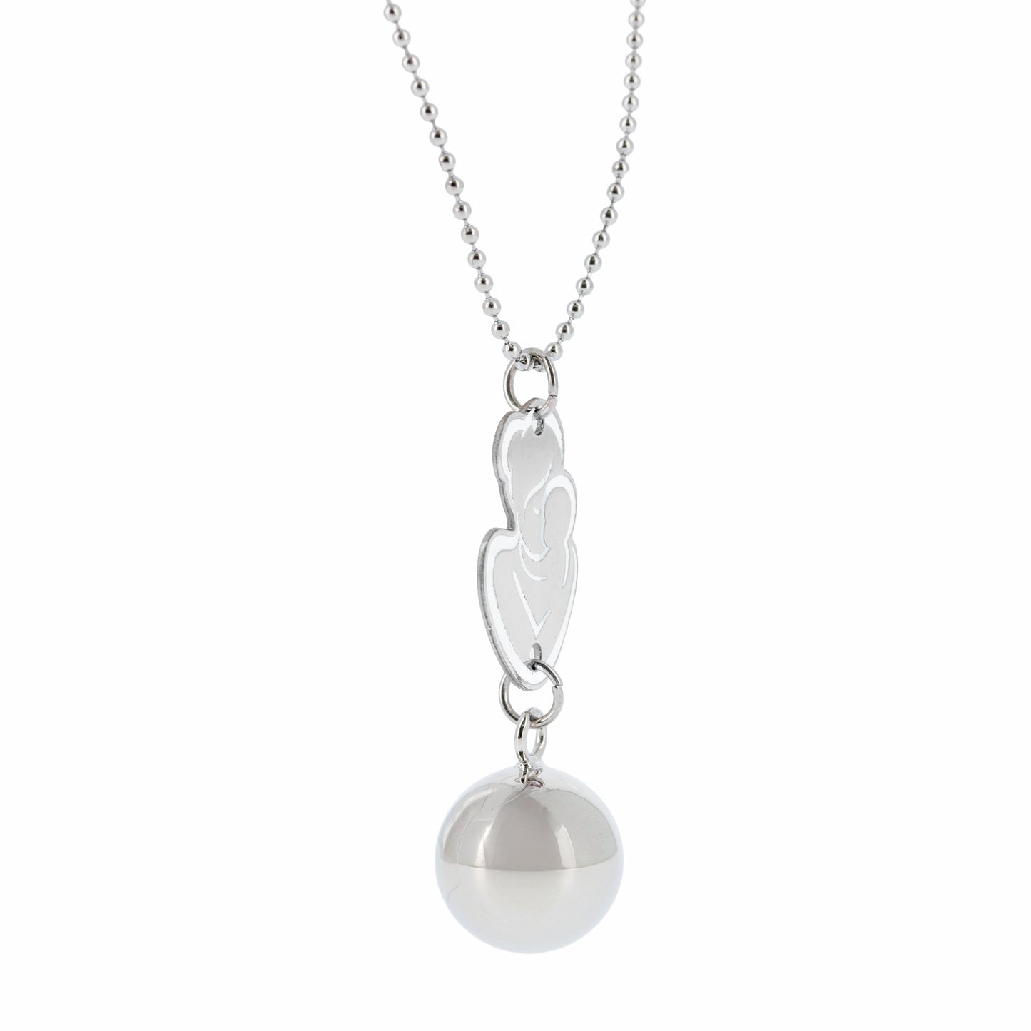 Collana Chiama Angeli con ciondolo Abbraccio smaltato e sfera argentata