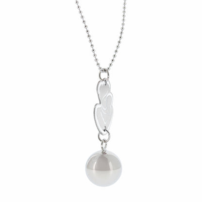 Collana Chiama Angeli con ciondolo Abbraccio smaltato e sfera argentata