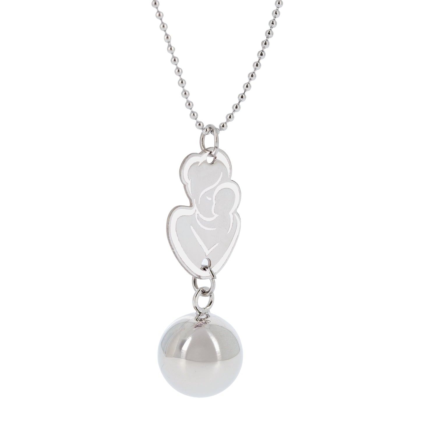 Collana Chiama Angeli con ciondolo Abbraccio smaltato e sfera argentata