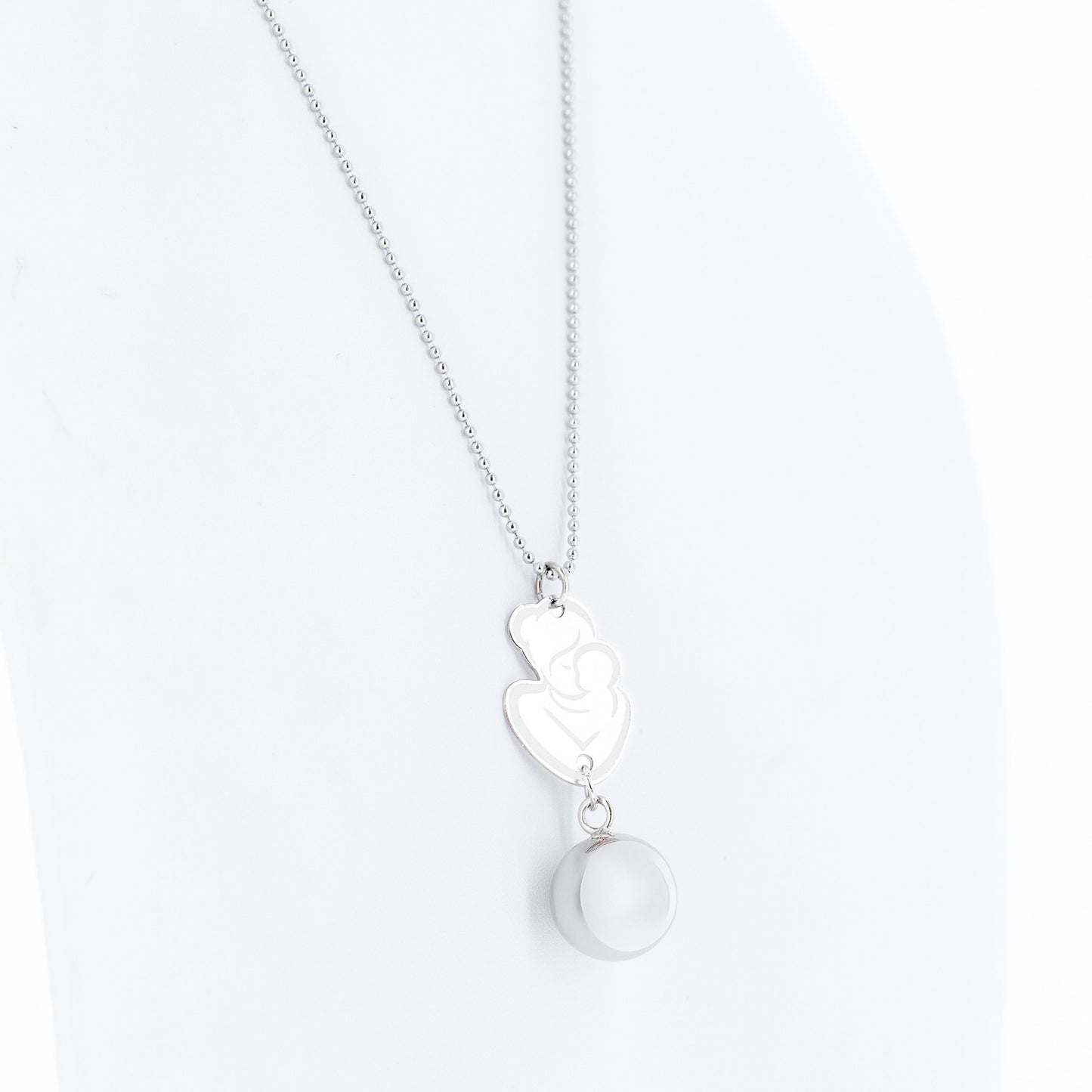 Collana Chiama Angeli con ciondolo Abbraccio smaltato e sfera argentata