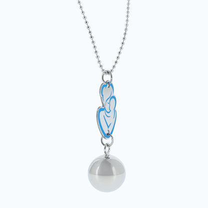 Collana Chiama Angeli con ciondolo Abbraccio smaltato e sfera argentata