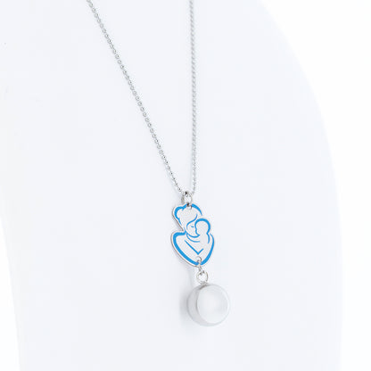 Collana Chiama Angeli con ciondolo Abbraccio smaltato e sfera argentata