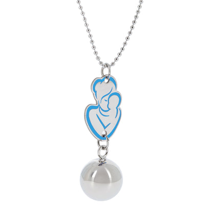 Collana Chiama Angeli con ciondolo Abbraccio smaltato e sfera argentata