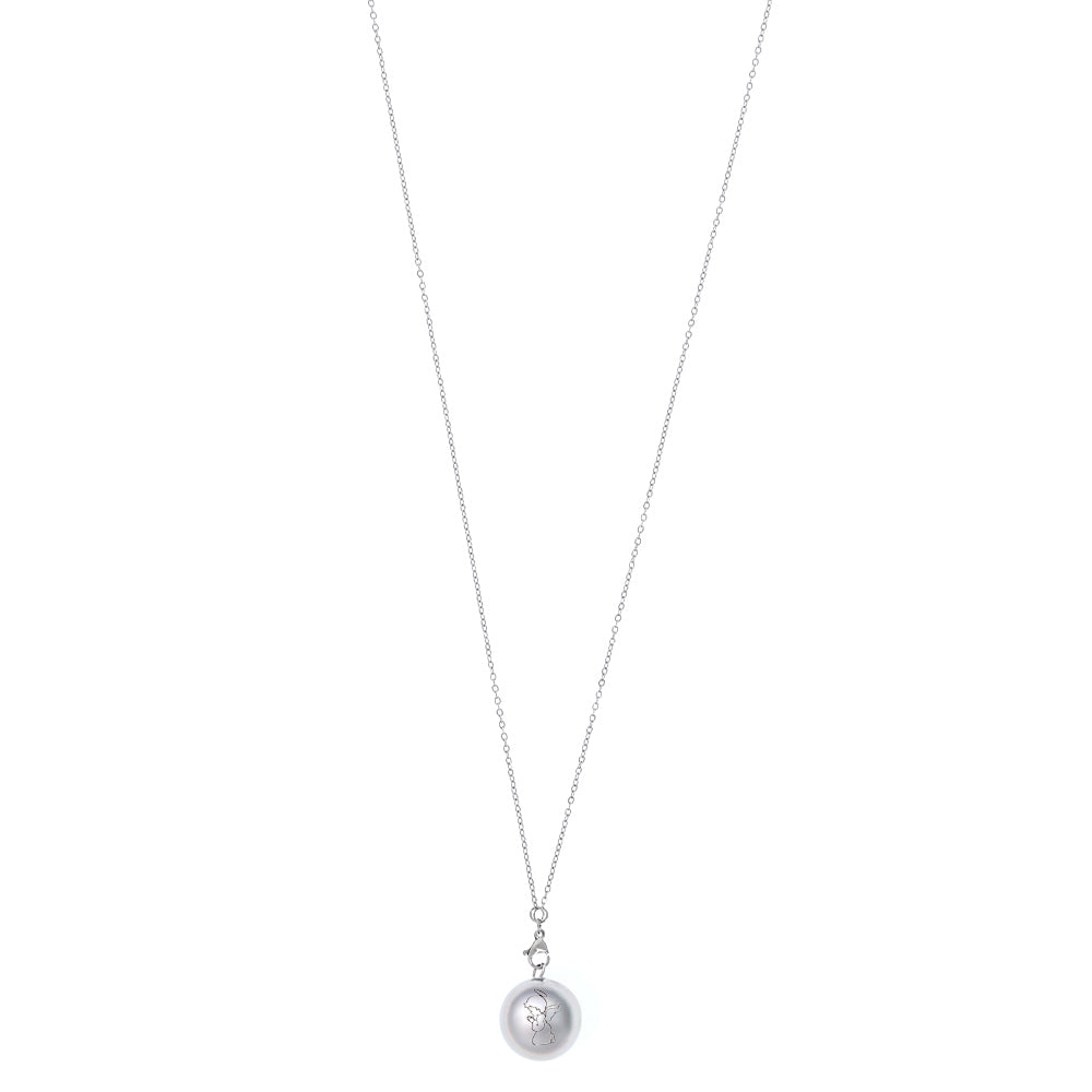 Collana Chiama Angeli con sfera argentata e incisione Angelo in preghiera