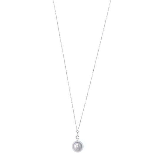 Collana Chiama Angeli con sfera argentata e incisione Angelo in preghiera