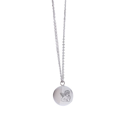 Collana Chiama Angeli con sfera argentata e incisione Angelo