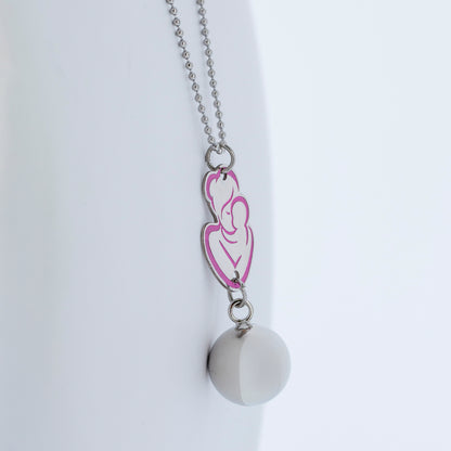 Collana Chiama Angeli con ciondolo Abbraccio smaltato e sfera argentata