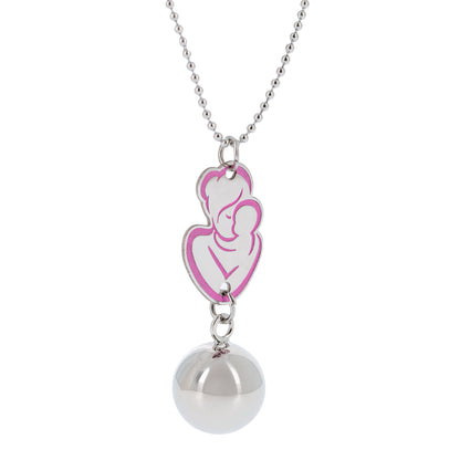 Collana Chiama Angeli con ciondolo Abbraccio smaltato e sfera argentata