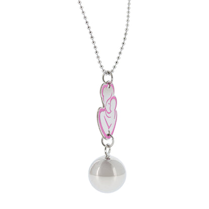 Collana Chiama Angeli con ciondolo Abbraccio smaltato e sfera argentata