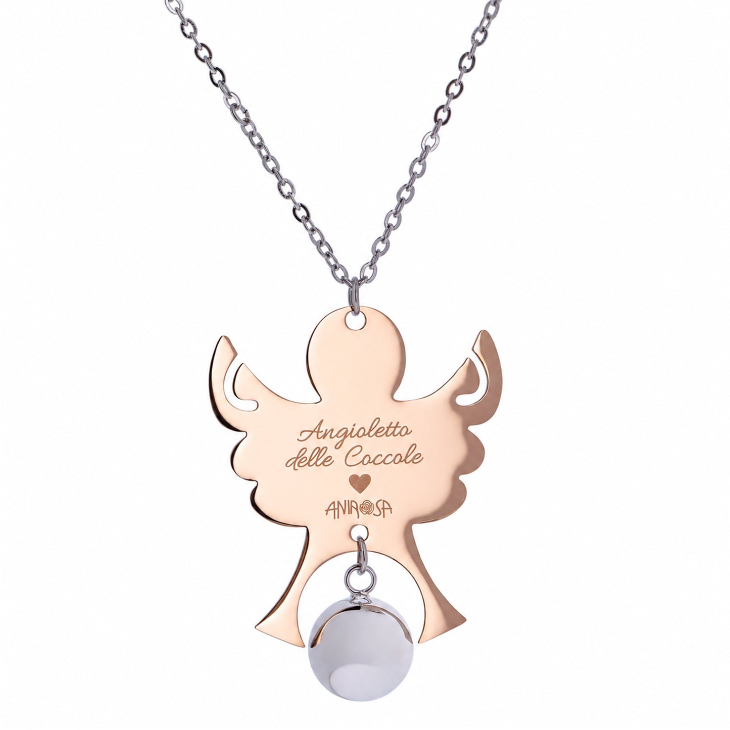 Collana Chiama Angeli con ciondolo Angelo e sfera, completo di bracciale per bimbo/a