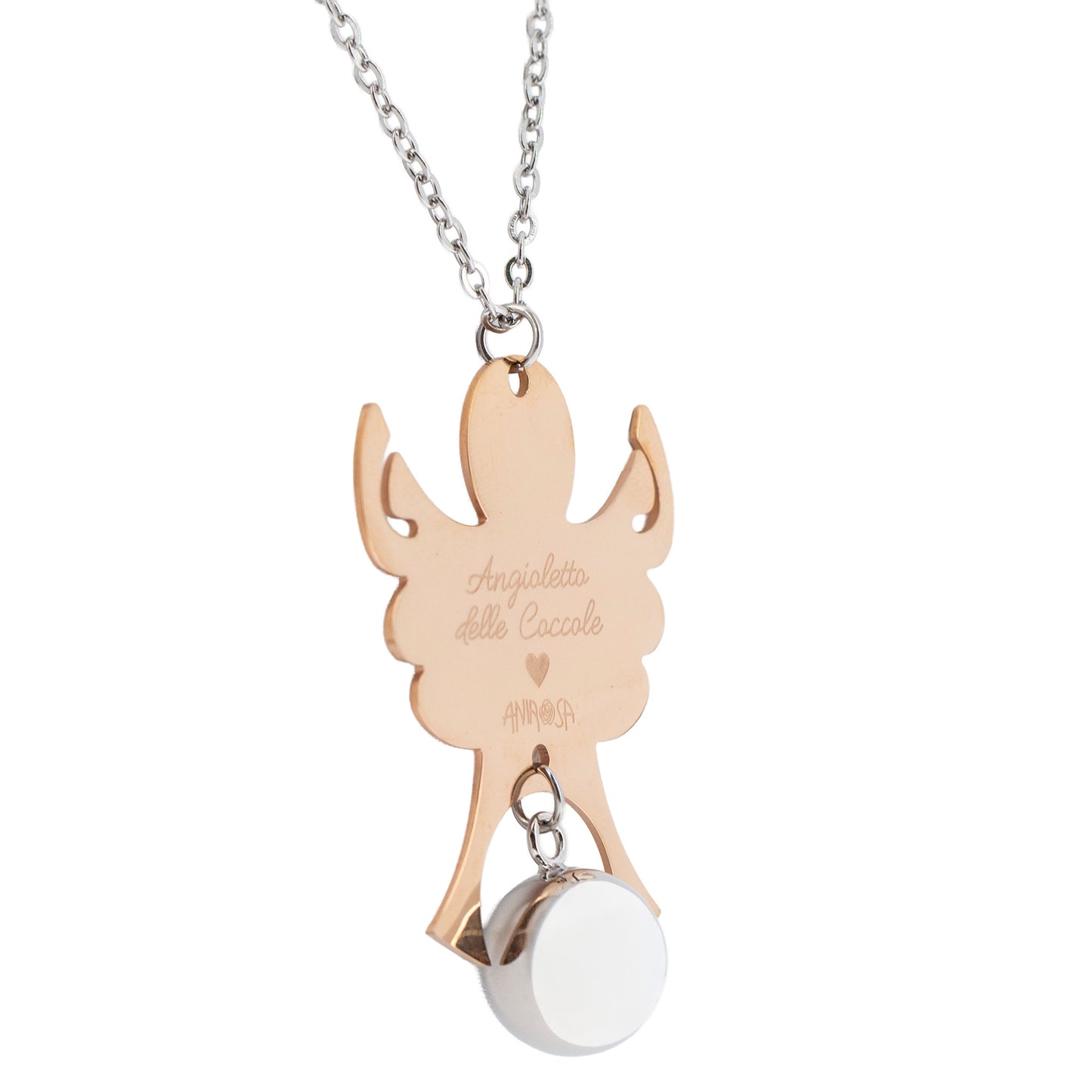 Collana Chiama Angeli con ciondolo Angelo e sfera, completo di bracciale per bimbo/a