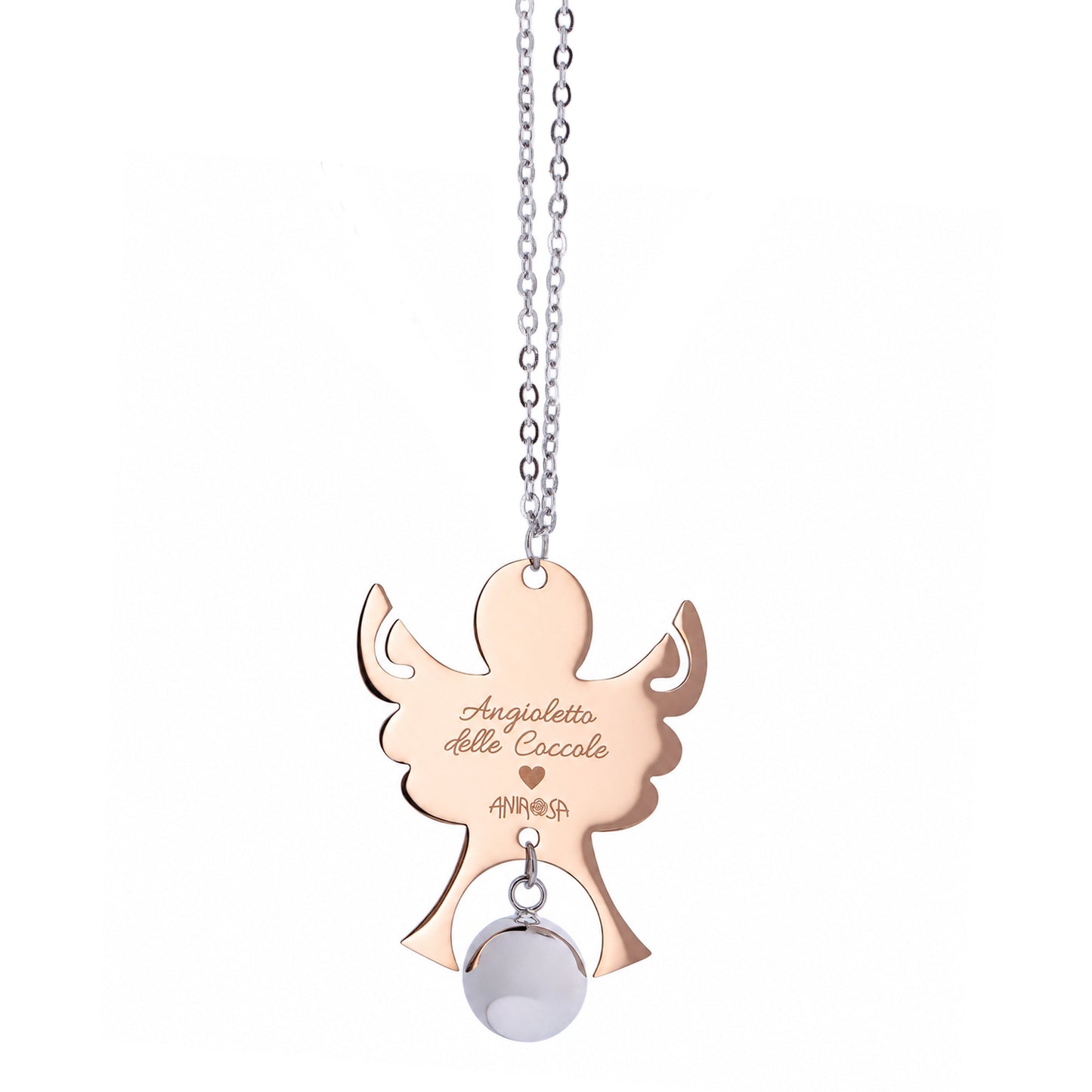 Collana Chiama Angeli con ciondolo Angelo e sfera, completo di bracciale per bimbo/a